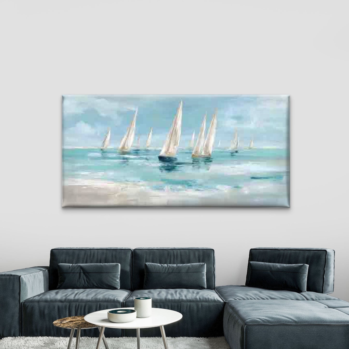 Nautical Sailing Boats Wall Art Canvas Office Home Room Framed 120x60cm