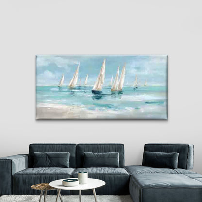 Nautical Sailing Boats Wall Art Canvas Office Home Room Framed 120x60cm