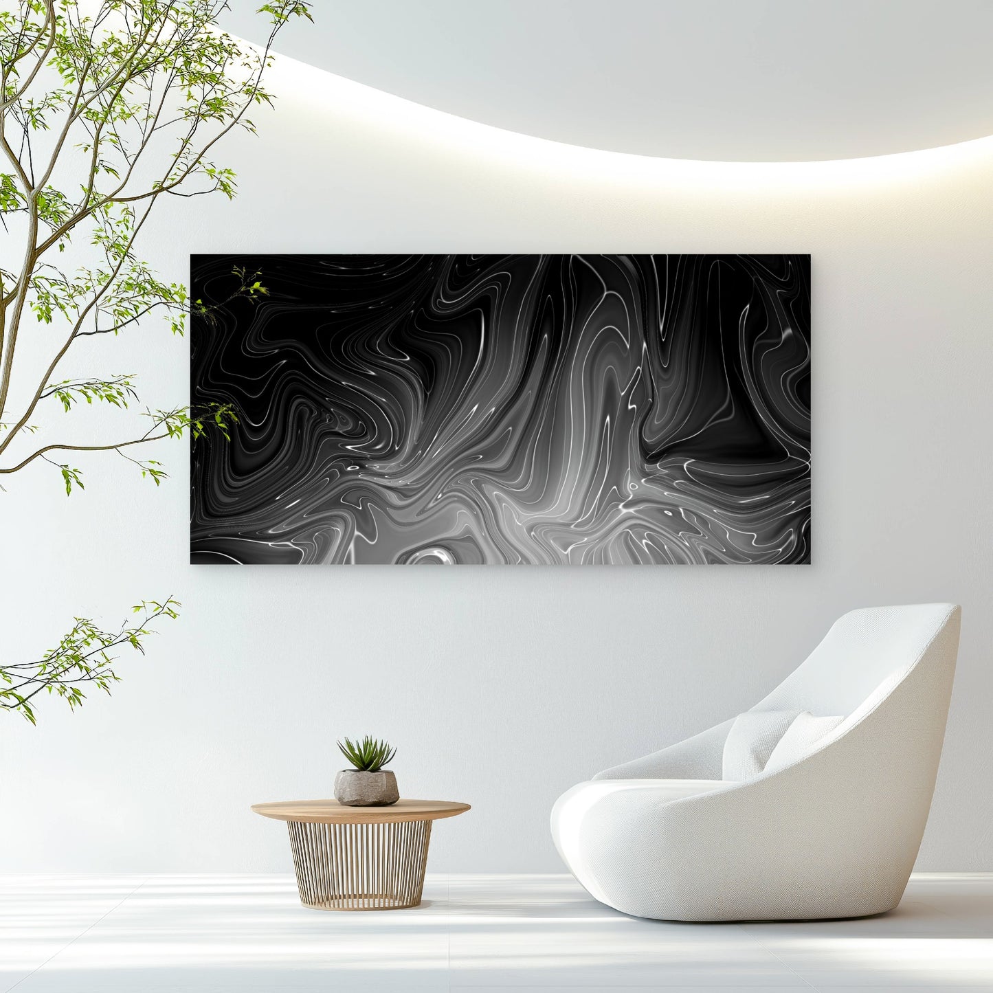 Black White Liquid Marble Wall Art Canvas Office Home Room Framed 120x60cm