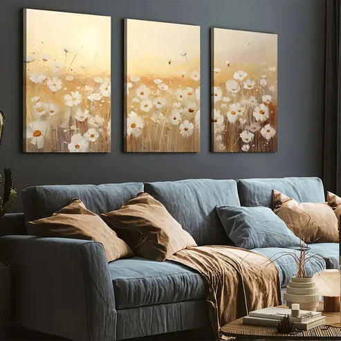 3pcs Artistic Abstract Floral Landscape Art Flowers  Wall Art Set Canvas Unframed - High Quality Print 100% Australian Made Wall Canvas - Bella Home Decor