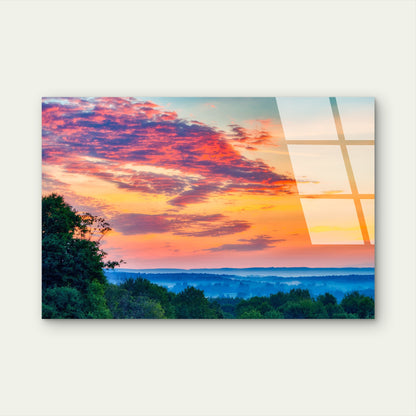 Misty Valley Clouds Hill Acrylic Glass Printing Wall Art Australian Made Quality