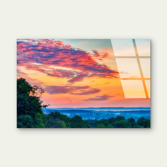 Misty Valley Clouds Hill Acrylic Glass Printing Wall Art Australian Made Quality