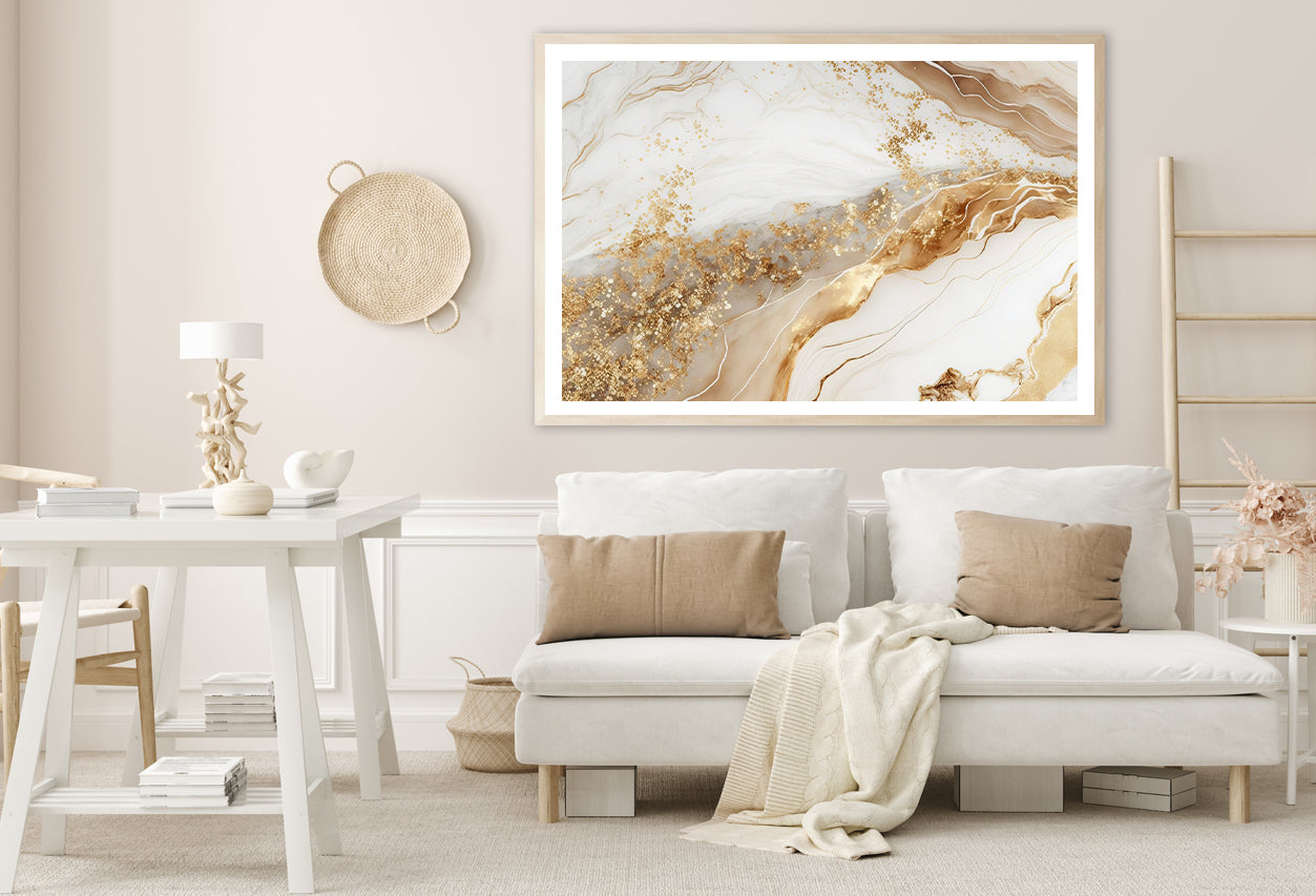 Natural White and Gold Marble Texture Home Decor Premium Quality Poster Print Choose Your Sizes