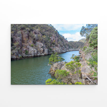 Scenic South Esk River Winding Through Cataract Gorge, Launceston, Australia Wall Art Decor 100% Australian Made
