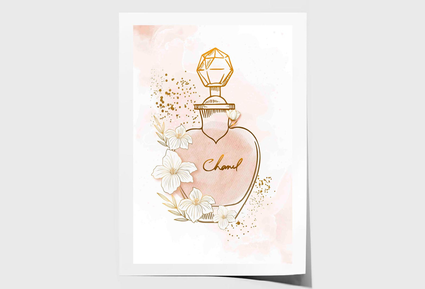 Elegant Gold Perfume Wall Art Limited Edition High Quality Print Unframed Roll Canvas None