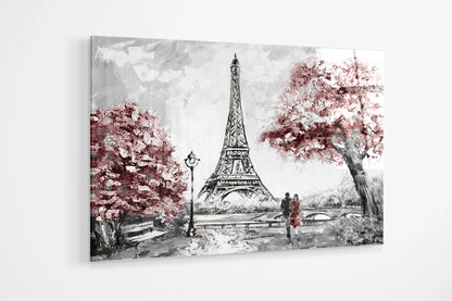 Red black and white Paris Oil Painting UV Direct Aluminum Print Australian Made Quality