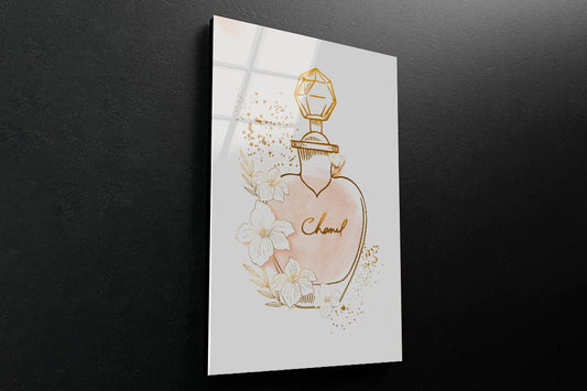 Elegant Gold Perfume 3D Design Acrylic Glass Print Tempered Glass Wall Art 100% Made in Australia Ready to Hang