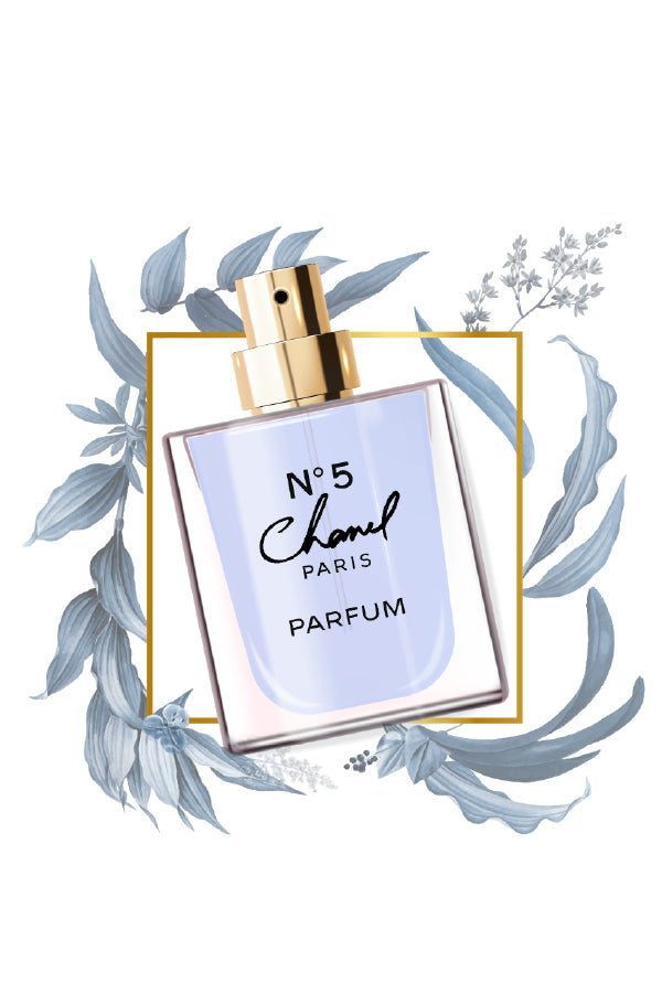 Grey Leaves & Perfume Bottle Print 100% Australian Made