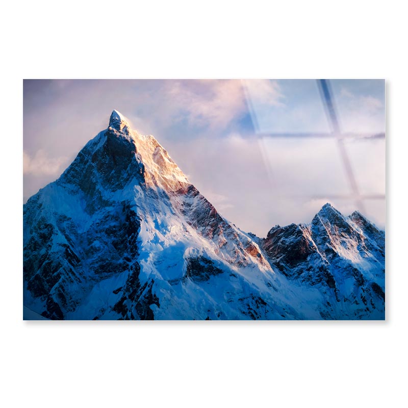 View Of Beautiful Snowy Masherbrum  Acrylic Glass Print Tempered Glass Wall Art 100% Made in Australia Ready to Hang - Bella Home Decor