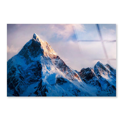 View Of Beautiful Snowy Masherbrum  Acrylic Glass Print Tempered Glass Wall Art 100% Made in Australia Ready to Hang - Bella Home Decor