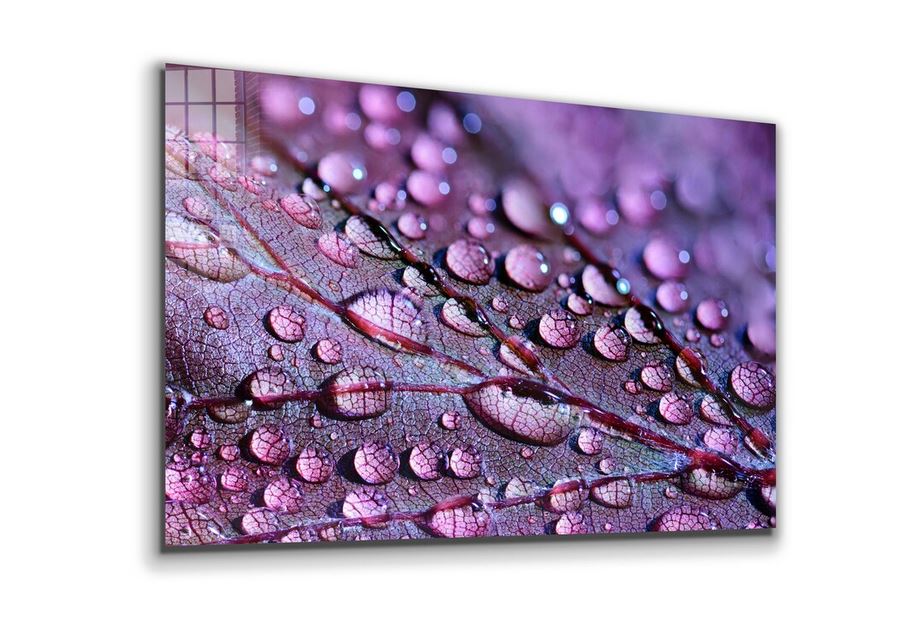 Purple Leaf on Droplet UV Direct Aluminum Print Australian Made Quality