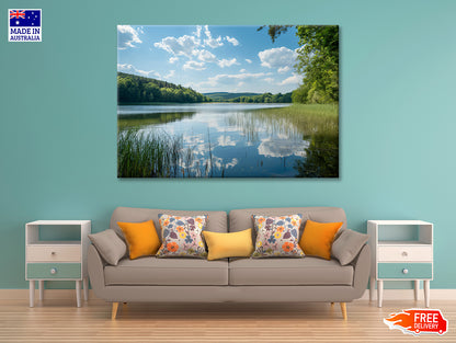 Lake Surrounded By Trees with Sky Print 100% Australian Made - Bella Home Decor