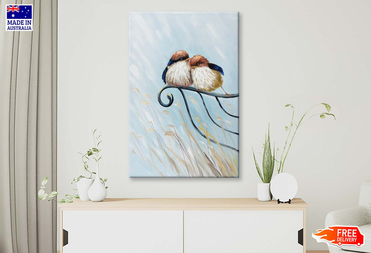 Loving Birds Oil Painting Wall Art Limited Edition High Quality Print