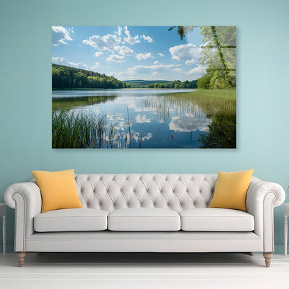 Lake Surrounded By Trees with Sky Acrylic Glass Print Tempered Glass Wall Art 100% Made in Australia Ready to Hang - Bella Home Decor