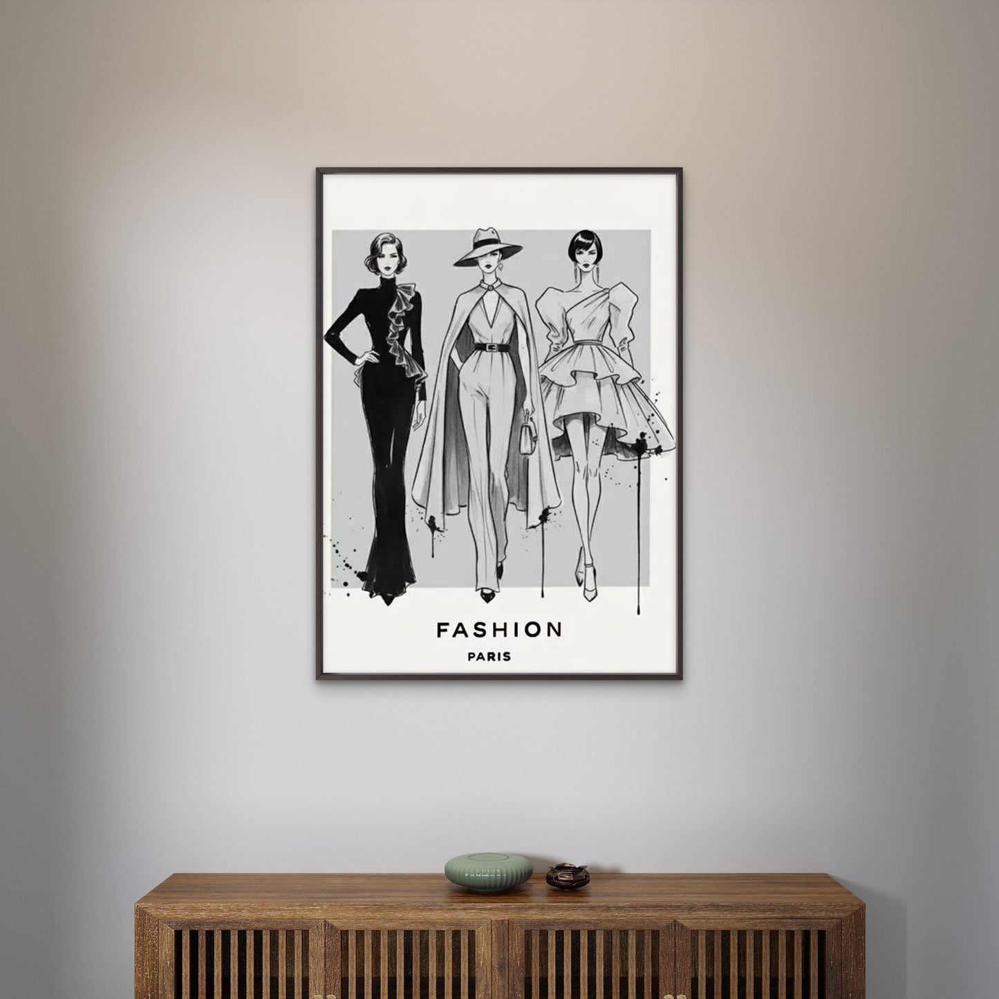 Black and White Elegant Fashion Sketch Fashion Home Decor Premium Quality Poster Print Choose Your Sizes - Bella Home Decor