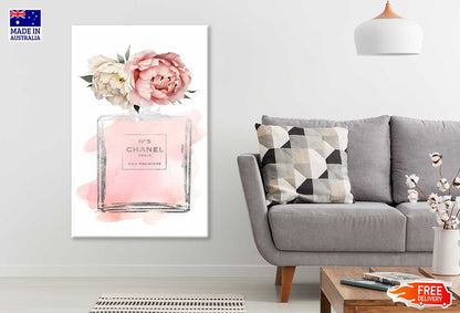 Bella Home Pink Peony Fashion Bottle Print Canvas Ready to hang