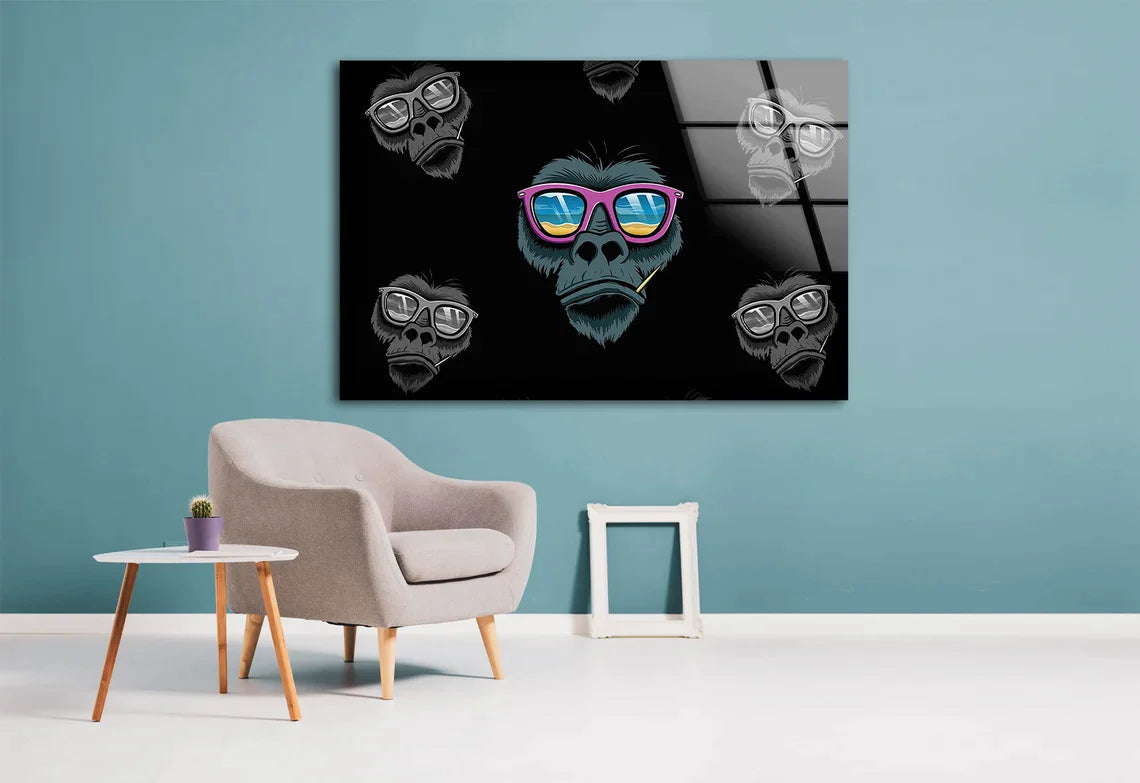 Gorilla with Sunglasses UV Direct Aluminum Print Australian Made Quality