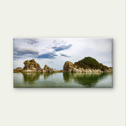 Coastal Rocky Island Beach Ocean Wall Art Canvas Office Home Framed 120x60cm