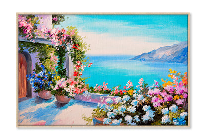 House Near The Sea Oil Painting Wall Art Limited Edition High Quality Print Canvas Box Framed Natural