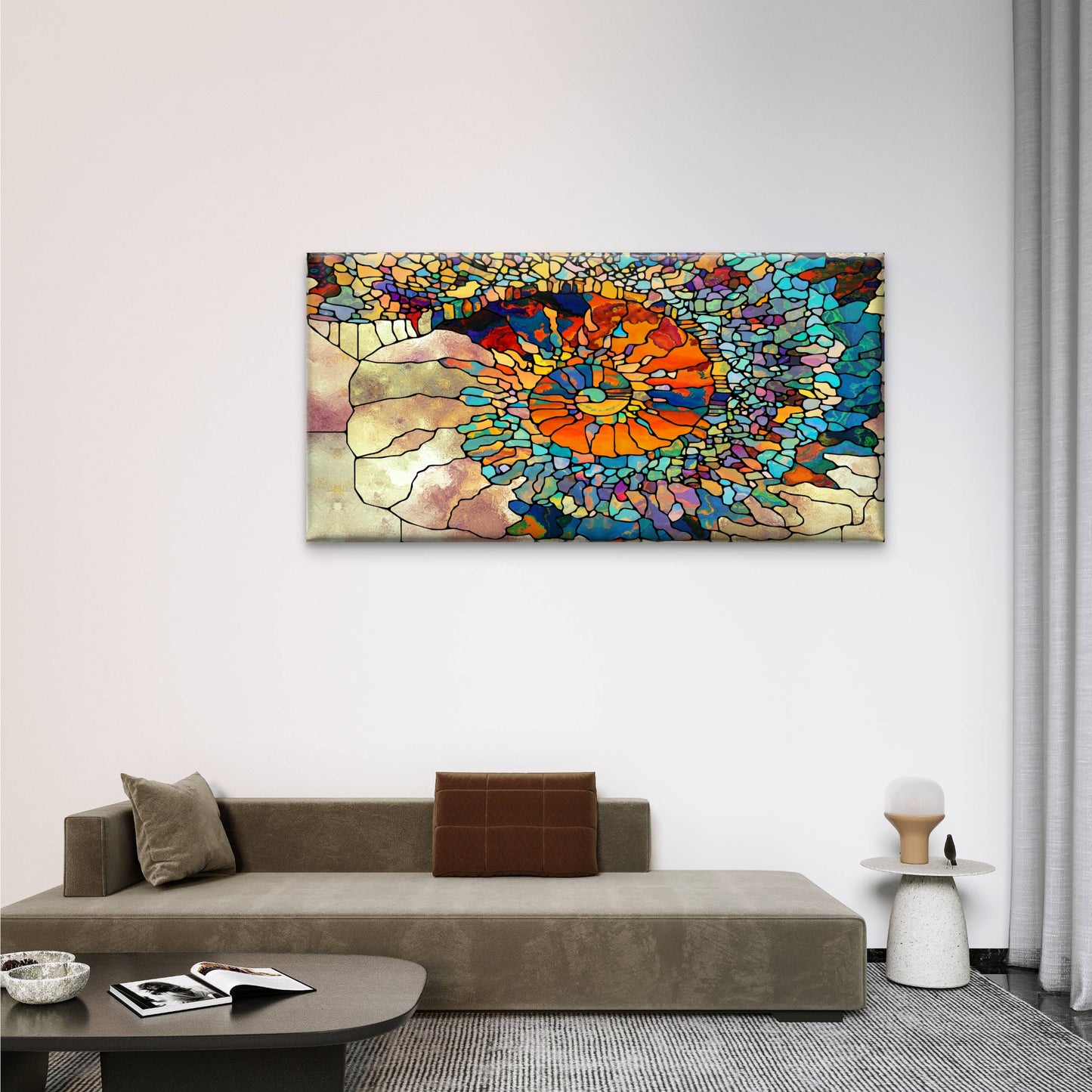 Colorful Nautilus Shell Motif Wall Art Canvas Office Home Room Framed 120x60cm - Bella Home Decor