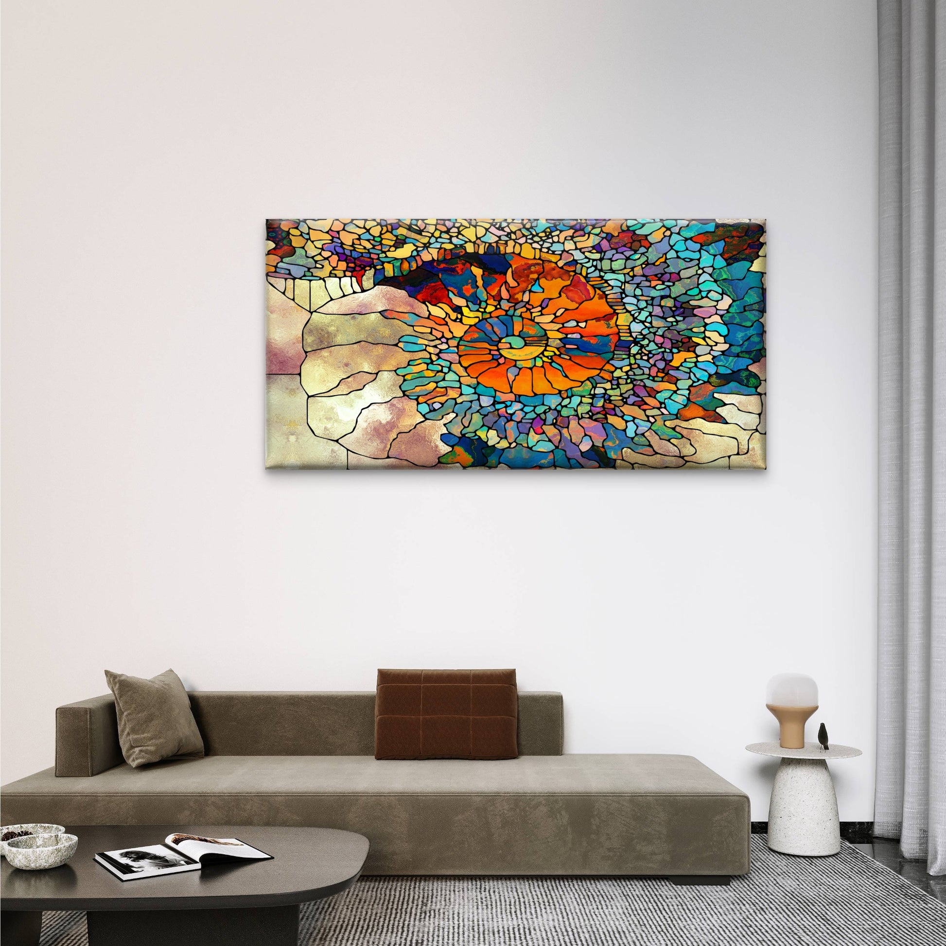 Colorful Nautilus Shell Motif Wall Art Canvas Office Home Room Framed 120x60cm - Bella Home Decor