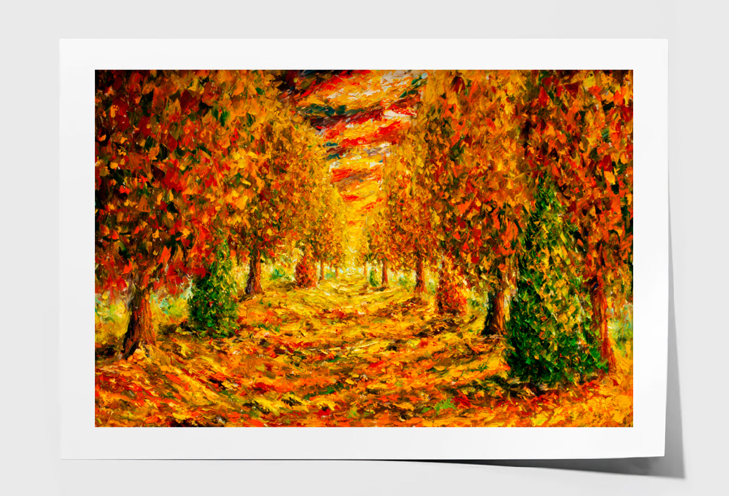 Colorful Yellow Orange Red Autumn Oil Painting Wall Art Limited Edition High Quality Print Unframed Roll Canvas None