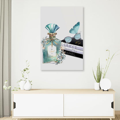 Ocean Blue Perfume with Butterfly 3D Design Acrylic Glass Print Tempered Glass Wall Art 100% Made in Australia Ready to Hang