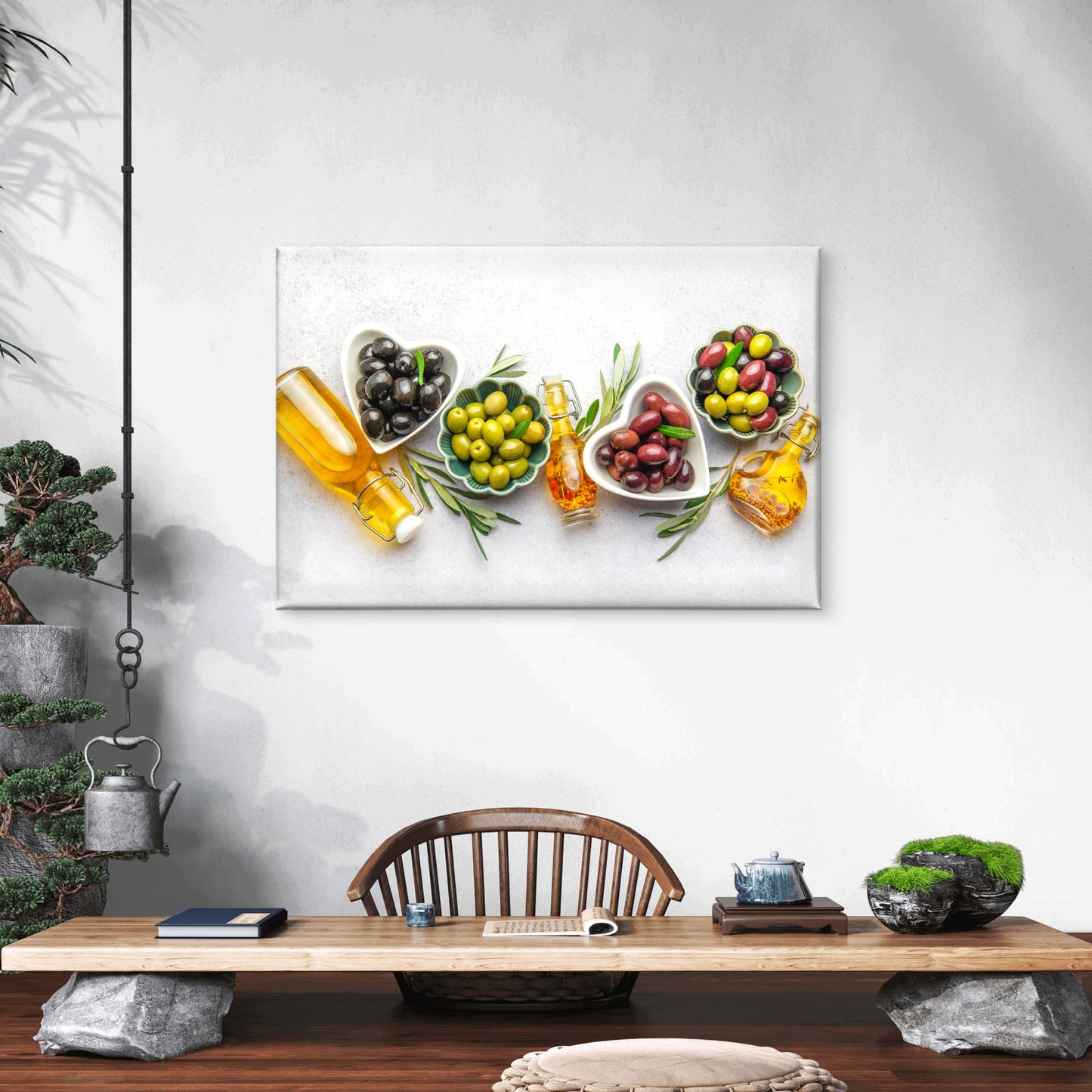 Culinary Display Mediterranean Ingredients Fresh Olives and Oil Wall Art Decor 100% Australian Made - Bella Home Decor