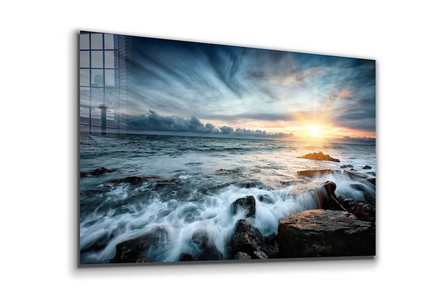 Ocean Sunset Beach UV Direct Aluminum Print Australian Made Quality