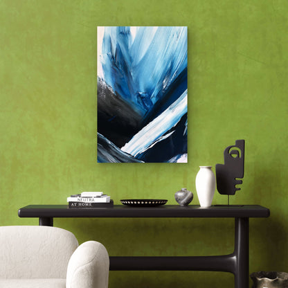 Deep Blue White Palette Stroke 60x90cm Metal Print Ready to Hang - Bella Home Decor