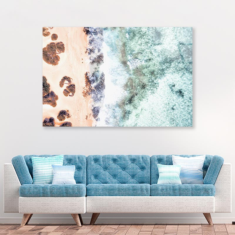 Beach Top View with Bushes Acrylic Glass Print Tempered Glass Wall Art 100% Made in Australia Ready to Hang