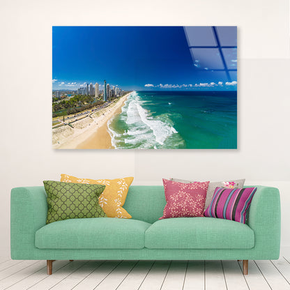 Surfers Paradise Beach Seashore Acrylic Glass Print Tempered Glass Wall Art 100% Made in Australia Ready to Hang - Bella Home Decor