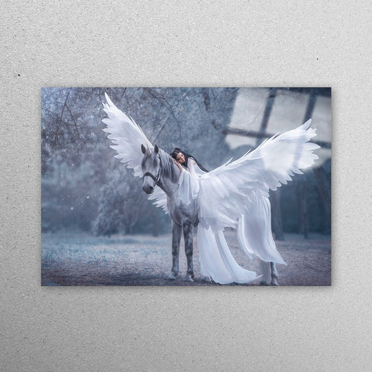 Pegasus And Elf Woman Acrylic Glass Print Tempered Glass Wall Art 100% Made in Australia Ready to Hang