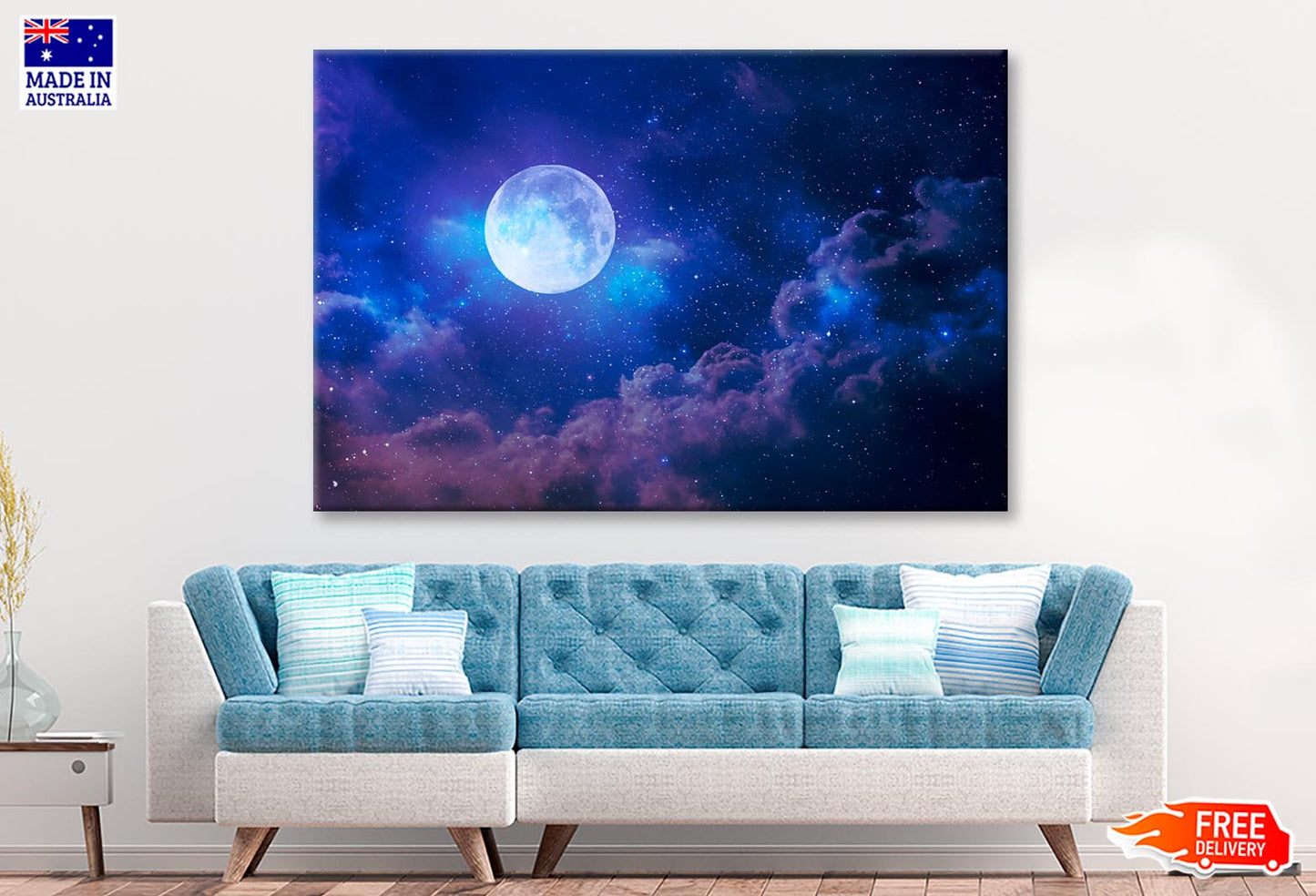 Full Moon in The Night Sky Wall Art Decor 100% Australian Made - Bella Home Decor