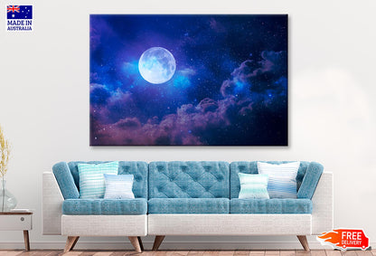 Full Moon in The Night Sky Wall Art Decor 100% Australian Made - Bella Home Decor