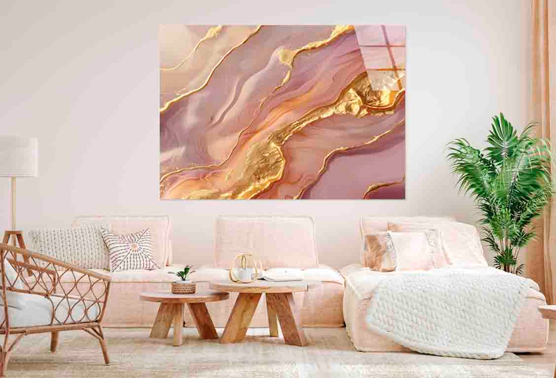 Mauve Swirling Agate Tempered Glass Printing Wall Art Australian Made Quality - Bella Home Decor