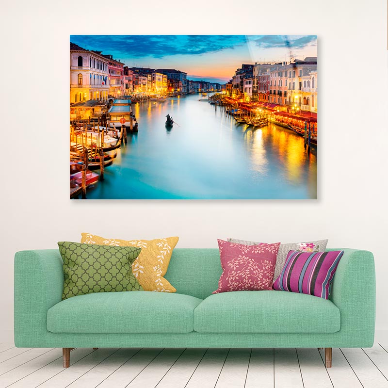 Venice, Canal Grande - Italy Acrylic Glass Print Tempered Glass Wall Art 100% Made in Australia Ready to Hang - Bella Home Decor