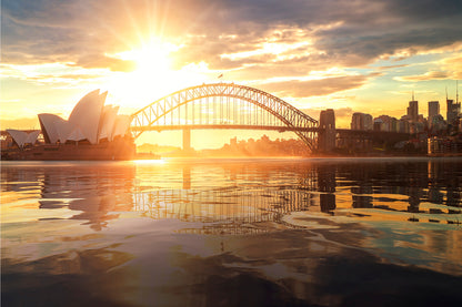 Sydney Harbour Sunrise with Opera House and Bridge Wall Art Decor 100% Australian Made