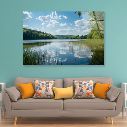 Lake Surrounded By Trees with Sky Acrylic Glass Print Tempered Glass Wall Art 100% Made in Australia Ready to Hang - Bella Home Decor