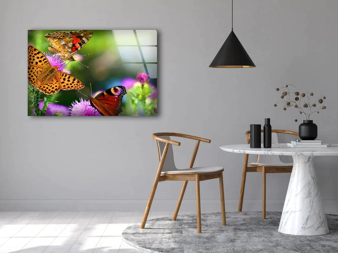 Butterflies on Flowers UV Direct Aluminum Print Australian Made Quality