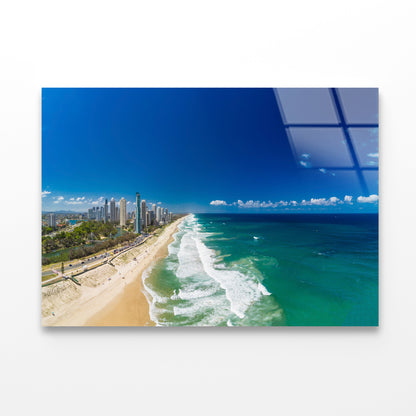 Surfers Paradise Beach Seashore Acrylic Glass Print Tempered Glass Wall Art 100% Made in Australia Ready to Hang - Bella Home Decor