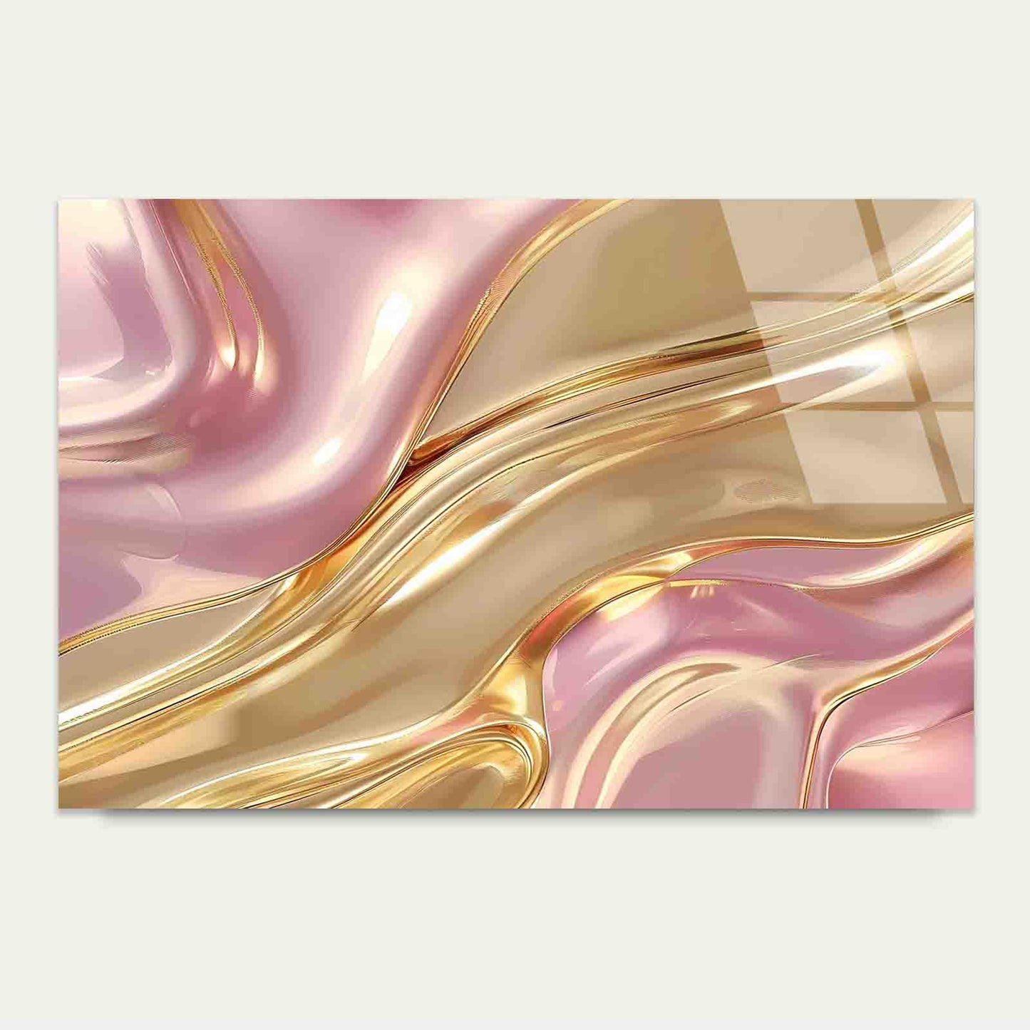 Gold Rose Pink Gloss Tempered Glass Printing Wall Art Australian Made Quality
