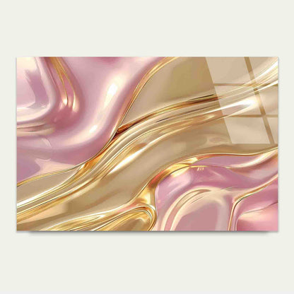 Gold Rose Pink Gloss Tempered Glass Printing Wall Art Australian Made Quality