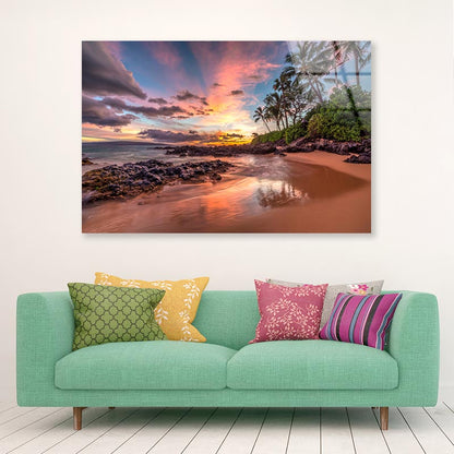 Hawaiian Sunset Wonder  Acrylic Glass Print Tempered Glass Wall Art 100% Made in Australia Ready to Hang