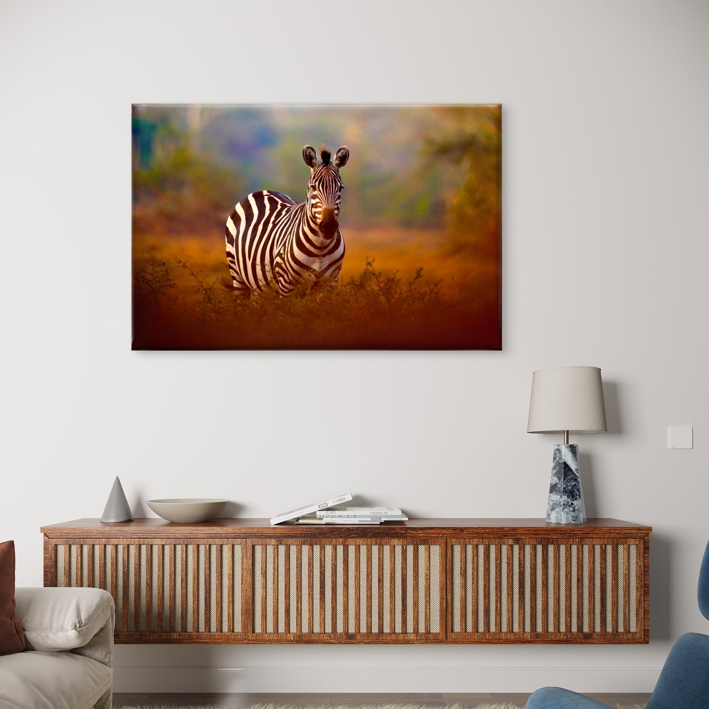 Stunning Wild Zebra Portrait in Sunlight Wall Art Decor 100% Australian Made