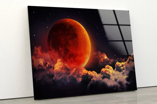 Blood Moon & Cloud Sky UV Direct Aluminum Print Australian Made Quality