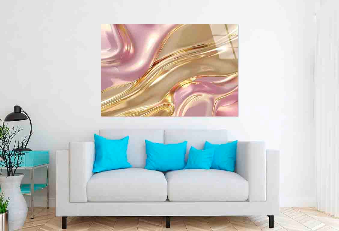 Gold Rose Pink Gloss Tempered Glass Printing Wall Art Australian Made Quality