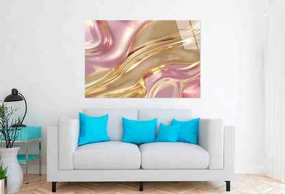 Gold Rose Pink Gloss Tempered Glass Printing Wall Art Australian Made Quality
