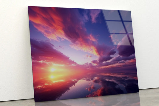 Beautiful Sunset Sky with Clouds Acrylic Glass Print Tempered Glass Wall Art 100% Made in Australia Ready to Hang - Bella Home Decor