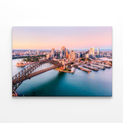 Sydney Harbour Bridge Aerial View Wall Art Decor 100% Australian Made
